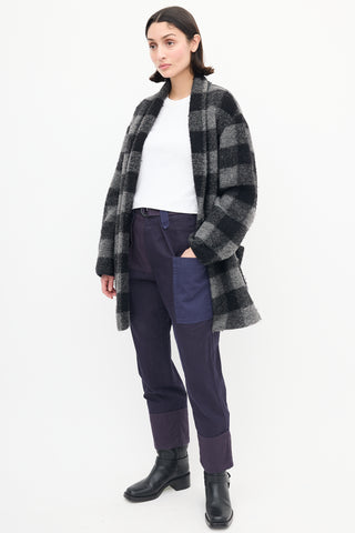 Isabel Marant Étoile Black 
Grey Checkered Wool Coat