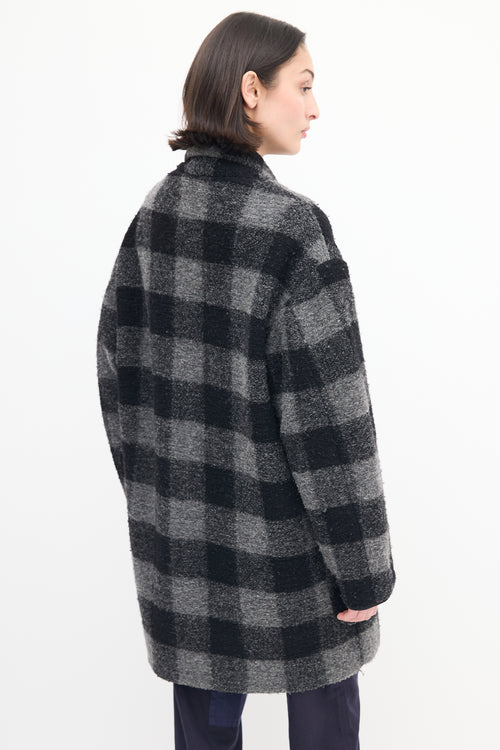 Isabel Marant Étoile Black 
Grey Checkered Wool Coat