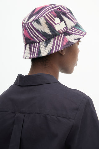 Isabel Marant Purple 
Multi Woven Haley Logo Bucket Hat