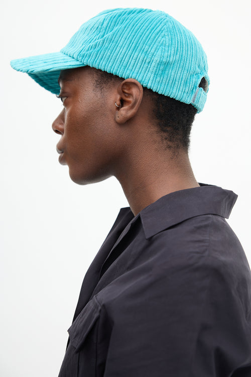 Isabel Marant Blue Corduroy Tyron Logo Baseball Hat