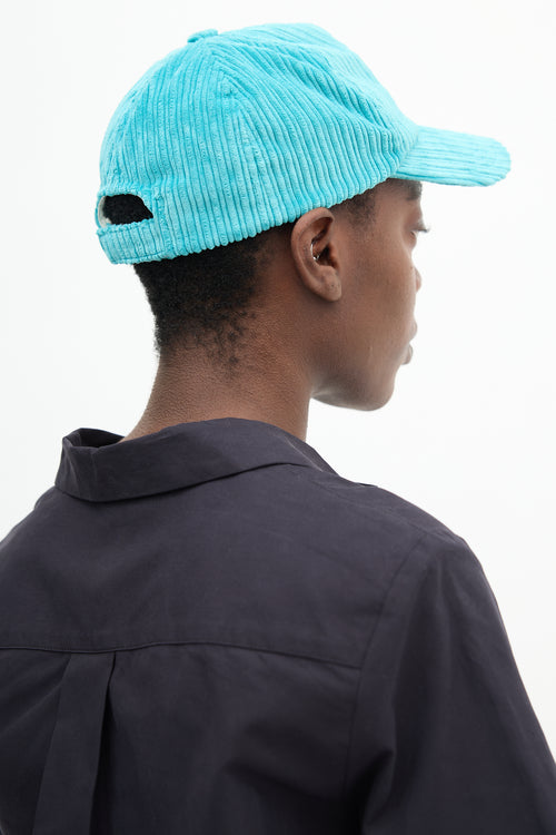 Isabel Marant Blue Corduroy Tyron Logo Baseball Hat