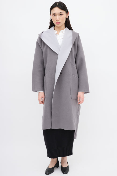 Issey Miyake Grey 
Light Blue Wool Reversible Coat