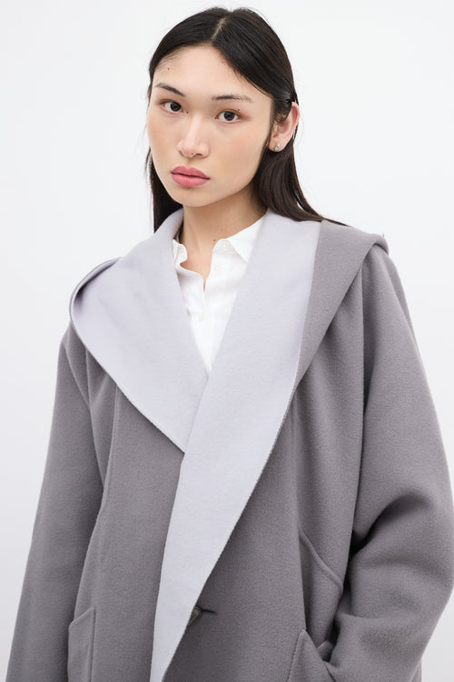 Issey Miyake Grey 
Light Blue Wool Reversible Coat