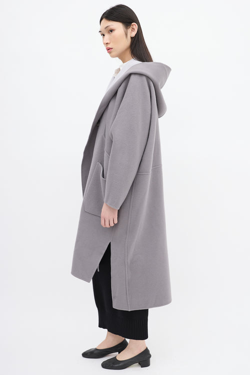 Issey Miyake Grey 
Light Blue Wool Reversible Coat