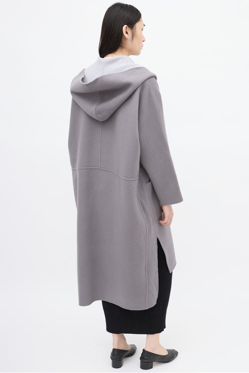 Issey Miyake Grey 
Light Blue Wool Reversible Coat