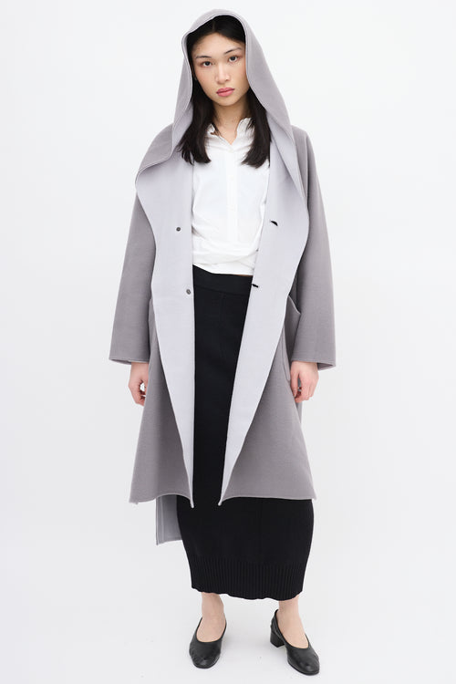 Issey Miyake Grey 
Light Blue Wool Reversible Coat