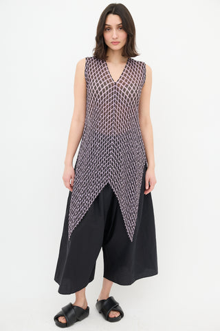 Issey Miyake Pleated Check Handkerchief Top