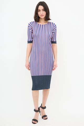 Pleats Please Issey Miyake Colour Block Stripe Dress