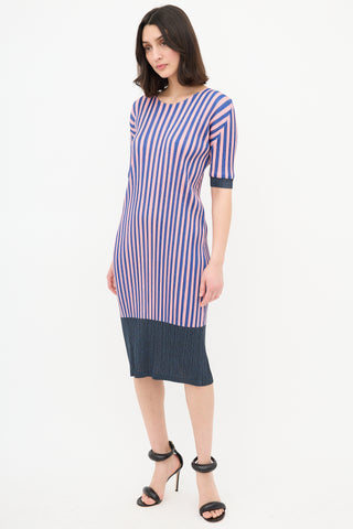 Pleats Please Issey Miyake Colour Block Stripe Dress