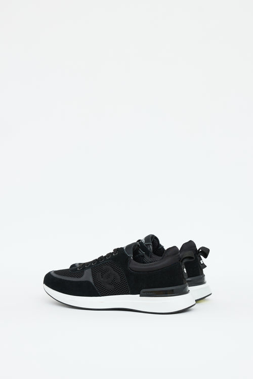 Chanel Black 
White Lycra Mesh Logo Sneaker