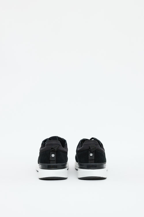 Chanel Black 
White Lycra Mesh Logo Sneaker