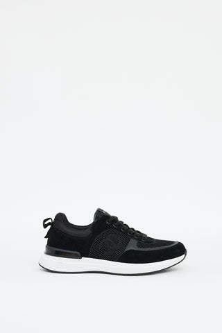 Chanel Black 
White Lycra Mesh Logo Sneaker