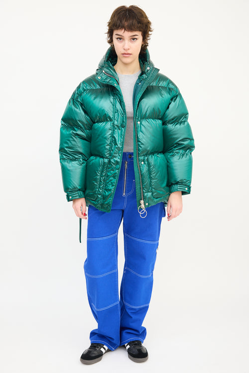 Ienki Ienki Green Hooded Belted Michlin Down Puffer Jacket