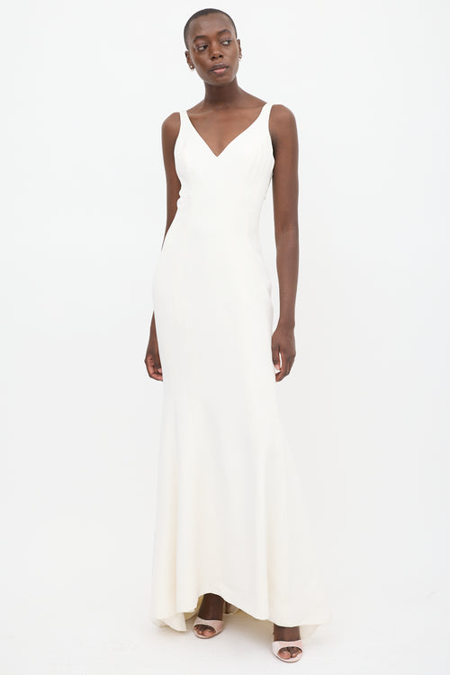 Ines Di Santo White Beaded Lace Gown