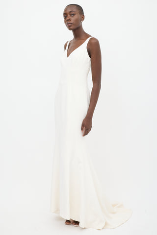 Ines Di Santo White Beaded Lace Gown