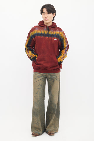 Red 
Multi Tie Dye Logo Hoodie