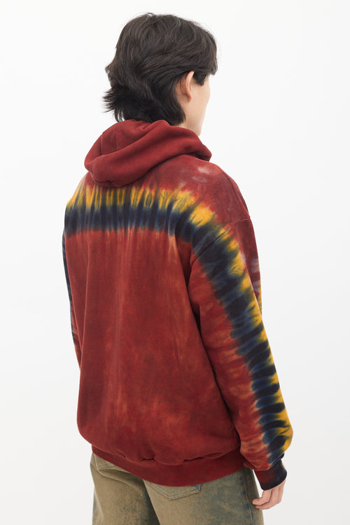 Red 
Multi Tie Dye Logo Hoodie