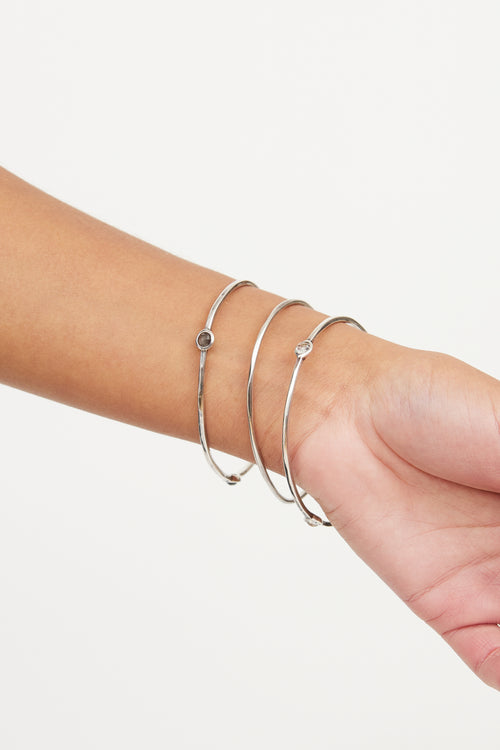 Ippolita Sterling Silver Squiggle Three Stone Bangle Set