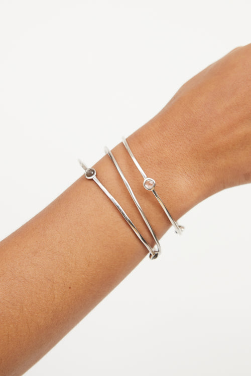 Ippolita Sterling Silver Squiggle Three Stone Bangle Set