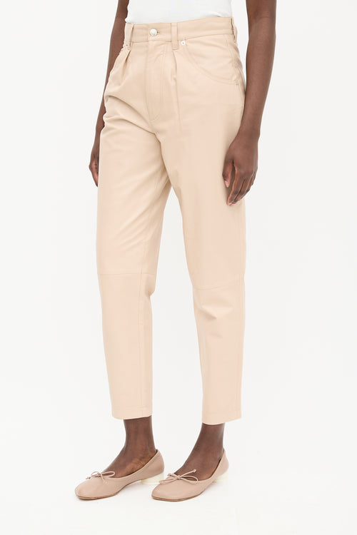 Iro Beige Leather Tapered Trouser