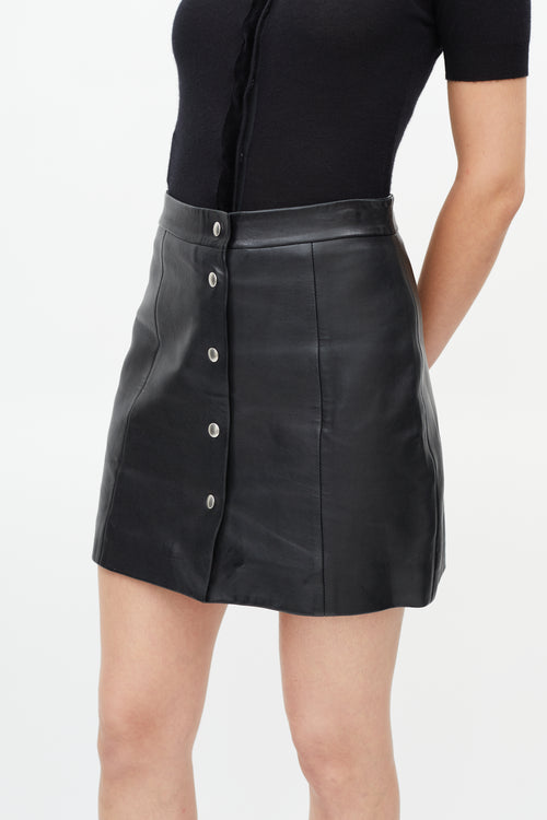 Iro Black Leather Mini Skirt