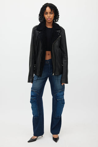 Iro Black Leather Shearling Lined Jacket