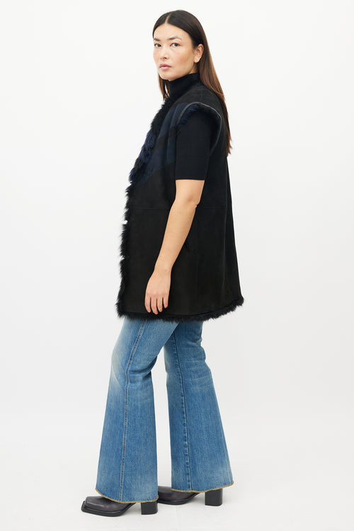 Iro Black 
Navy Reversible Shearling Vest