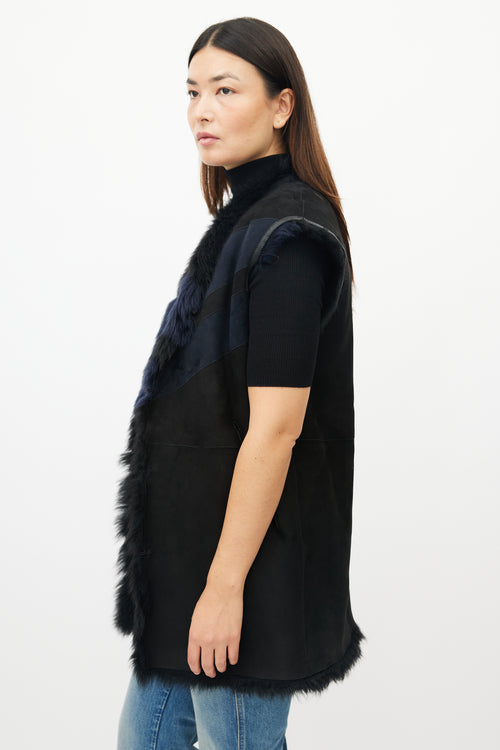 Iro Black 
Navy Reversible Shearling Vest