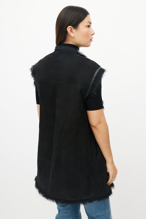 Iro Black 
Navy Reversible Shearling Vest