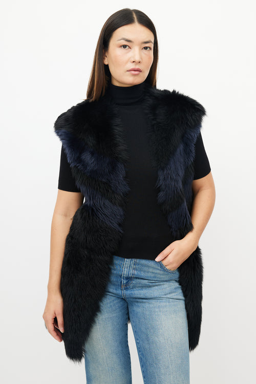 Iro Black 
Navy Reversible Shearling Vest