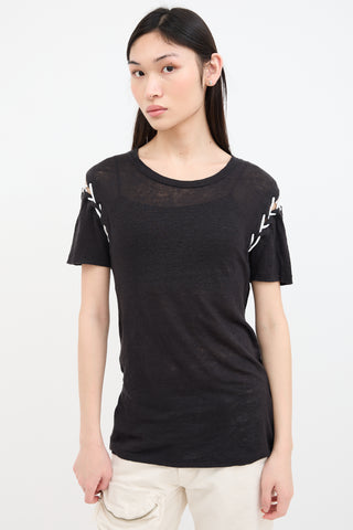 Iro Black 
White Lace Up T-Shirt