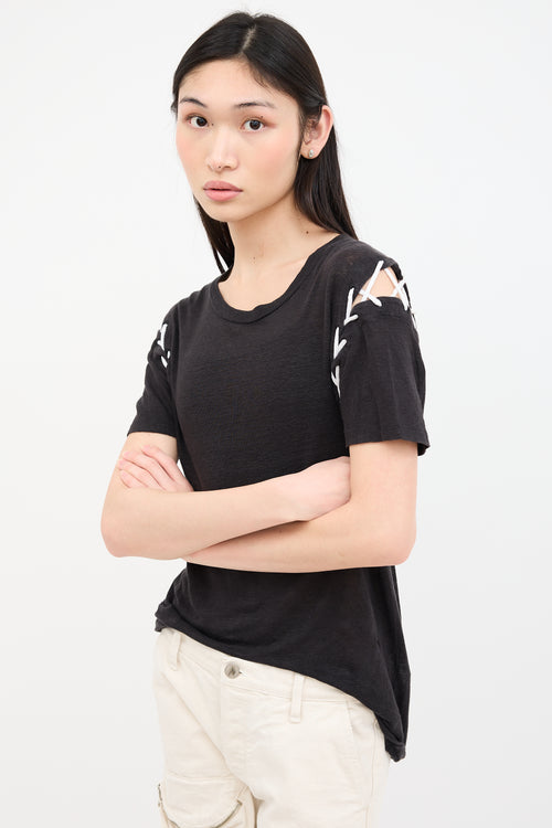 Iro Black 
White Lace Up T-Shirt