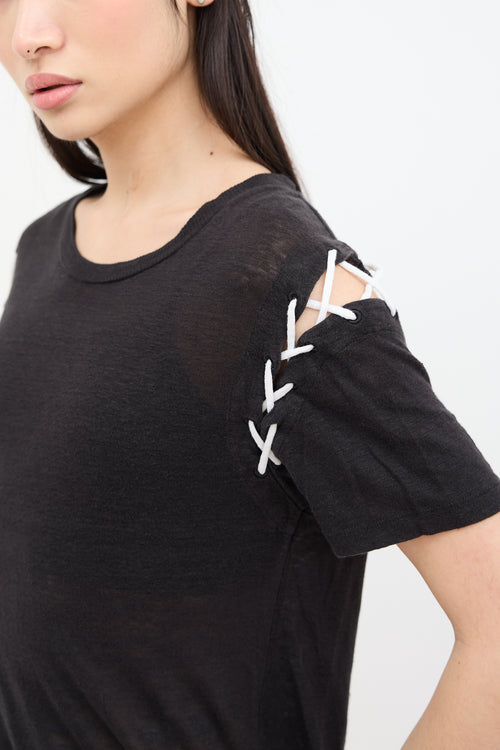 Iro Black 
White Lace Up T-Shirt