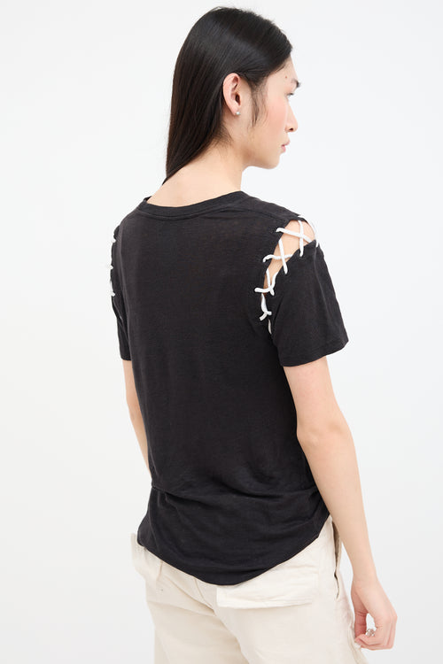 Iro Black 
White Lace Up T-Shirt