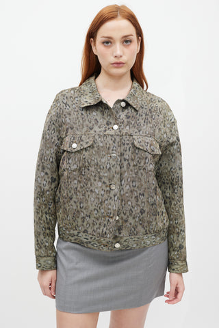 Iro Green Linen Printed Empathy Jacket