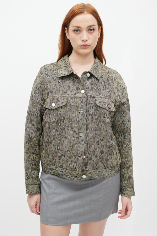 Iro Green Linen Printed Empathy Jacket