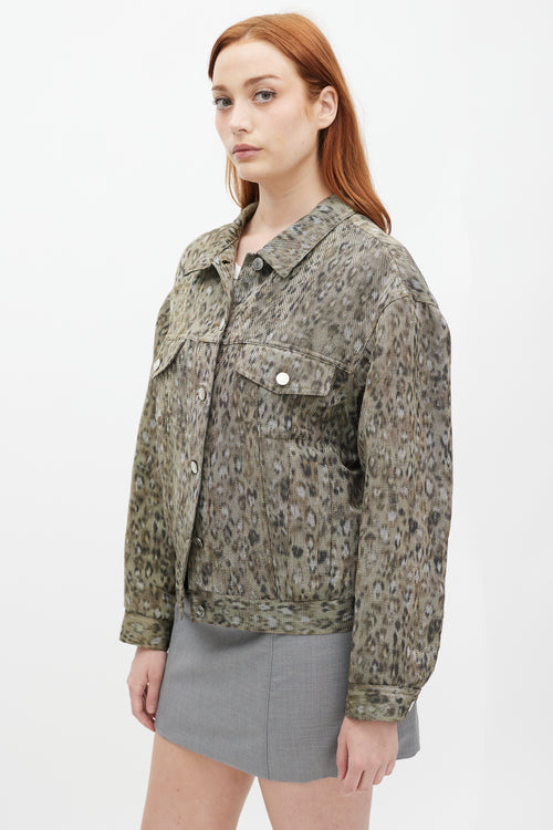 Iro Green Linen Printed Empathy Jacket