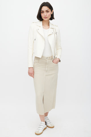 Iro White Leather Moto Jacket