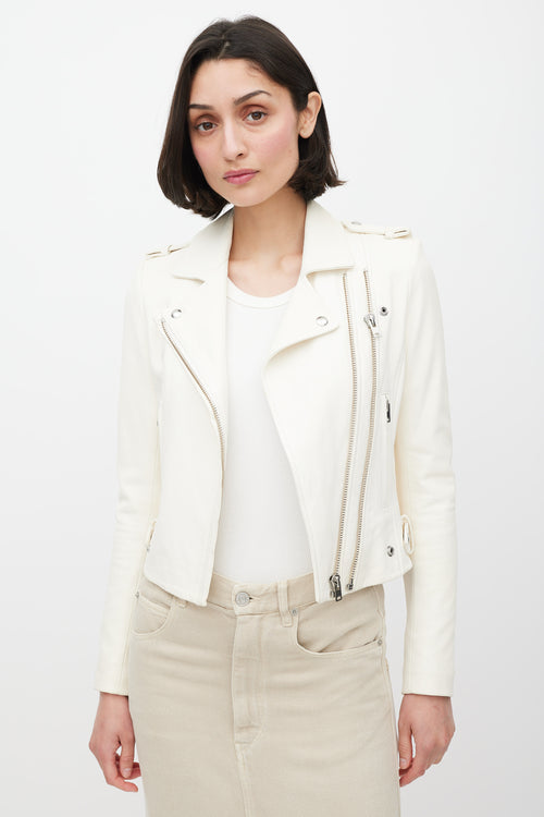 Iro White Leather Moto Jacket