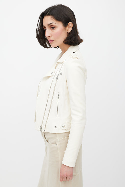 Iro White Leather Moto Jacket