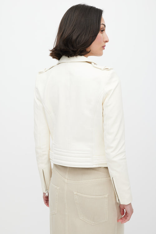 Iro White Leather Moto Jacket