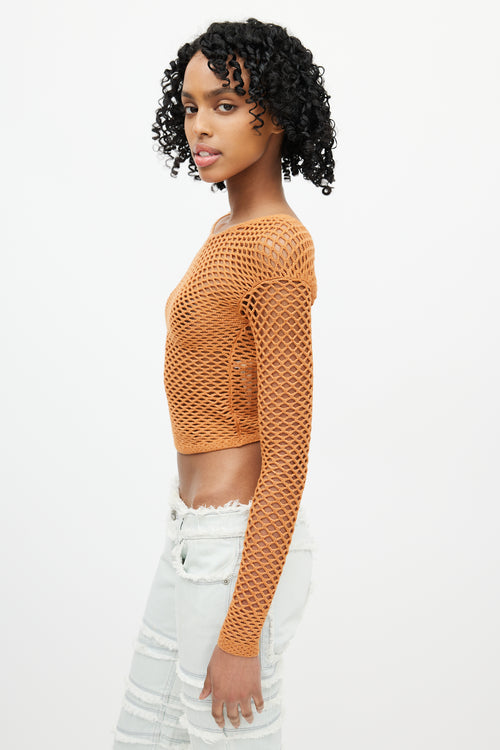 Isa Boulder Orange Knit Fishnet Top