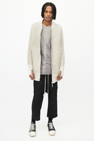 Isaac Sellam Beige Shearling Long Bomber Jacket