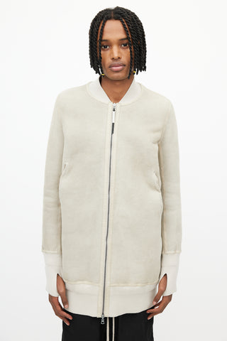 Isaac Sellam Beige Shearling Long Bomber Jacket