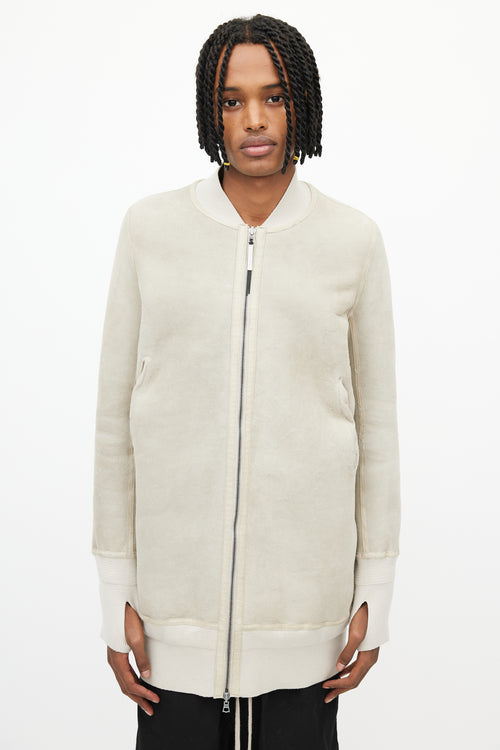 Isaac Sellam Beige Shearling Long Bomber Jacket