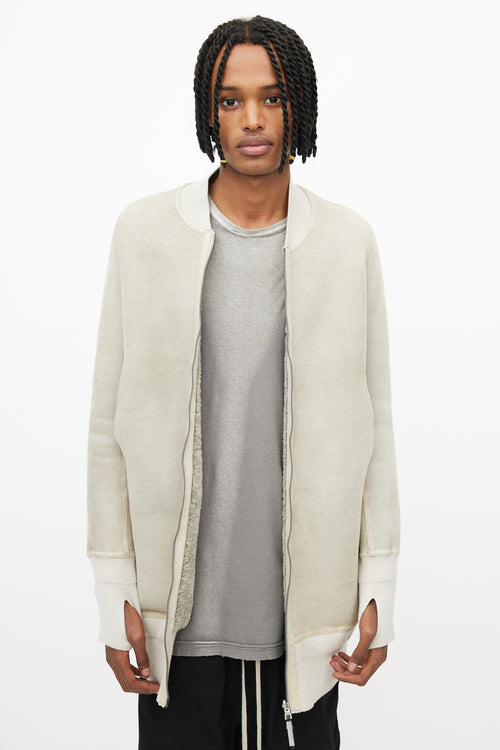 Isaac Sellam Beige Shearling Long Bomber Jacket