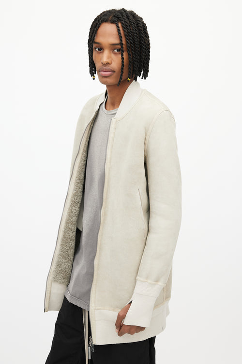 Isaac Sellam Beige Shearling Long Bomber Jacket