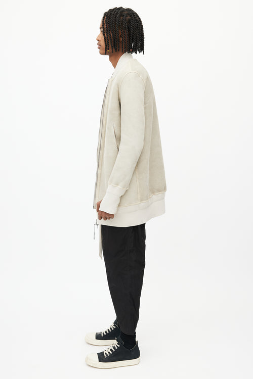 Isaac Sellam Beige Shearling Long Bomber Jacket