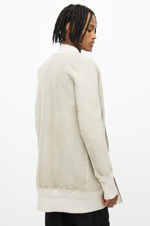 Isaac Sellam Beige Shearling Long Bomber Jacket