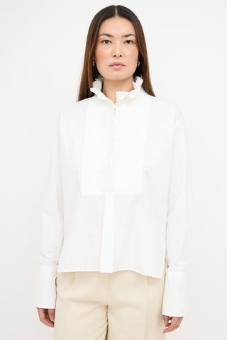 Isabel Marant Étoile White Pleated Bib Shirt